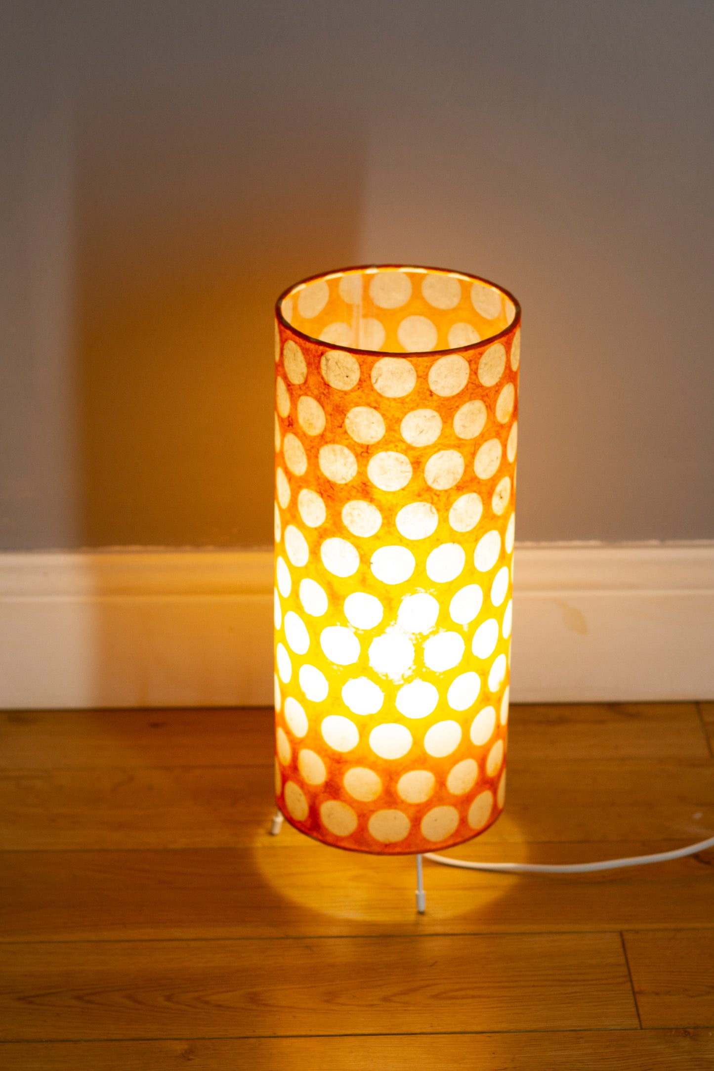 Free-Standing Table Lamp Small - B110 ~ Batik Dots on Orange