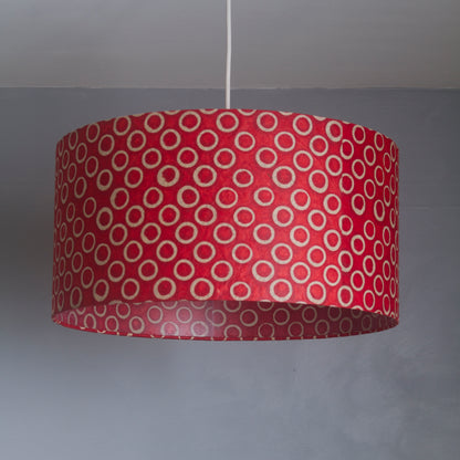 Drum Lamp Shade - P83 - Batik Red Circles, 25cm x 25cm
