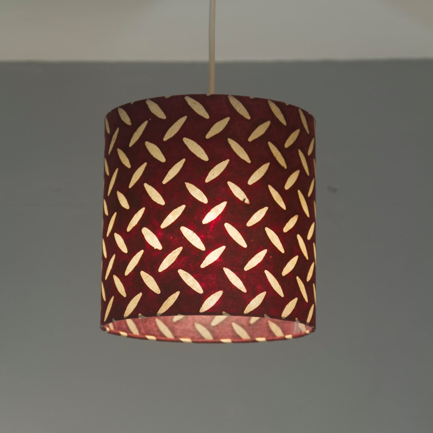 Drum Lamp Shade - P14 - Batik Tread Plate Cranberry, 40cm(d) x 40cm(h)