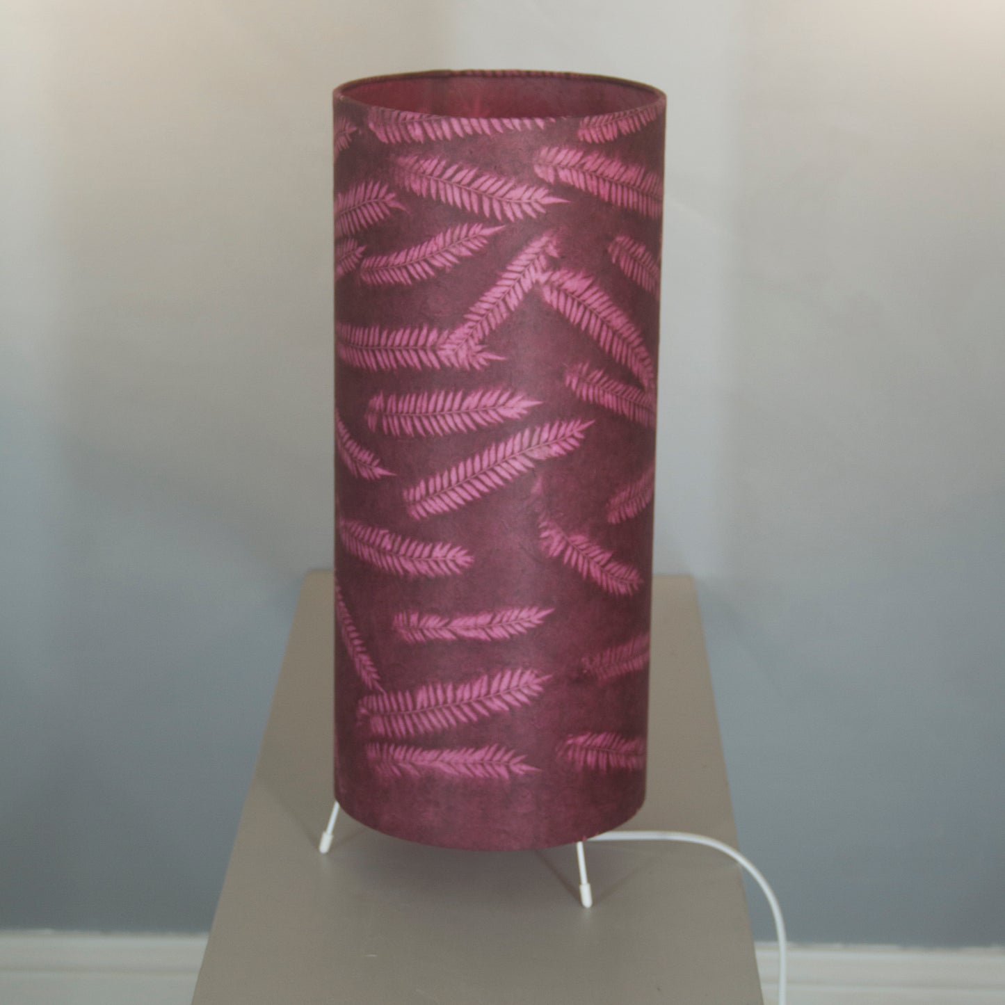 Square Lamp Shade - P25 - Resistance Dyed Pink Fern, 40cm(w) x 40cm(h) x 40cm(d)