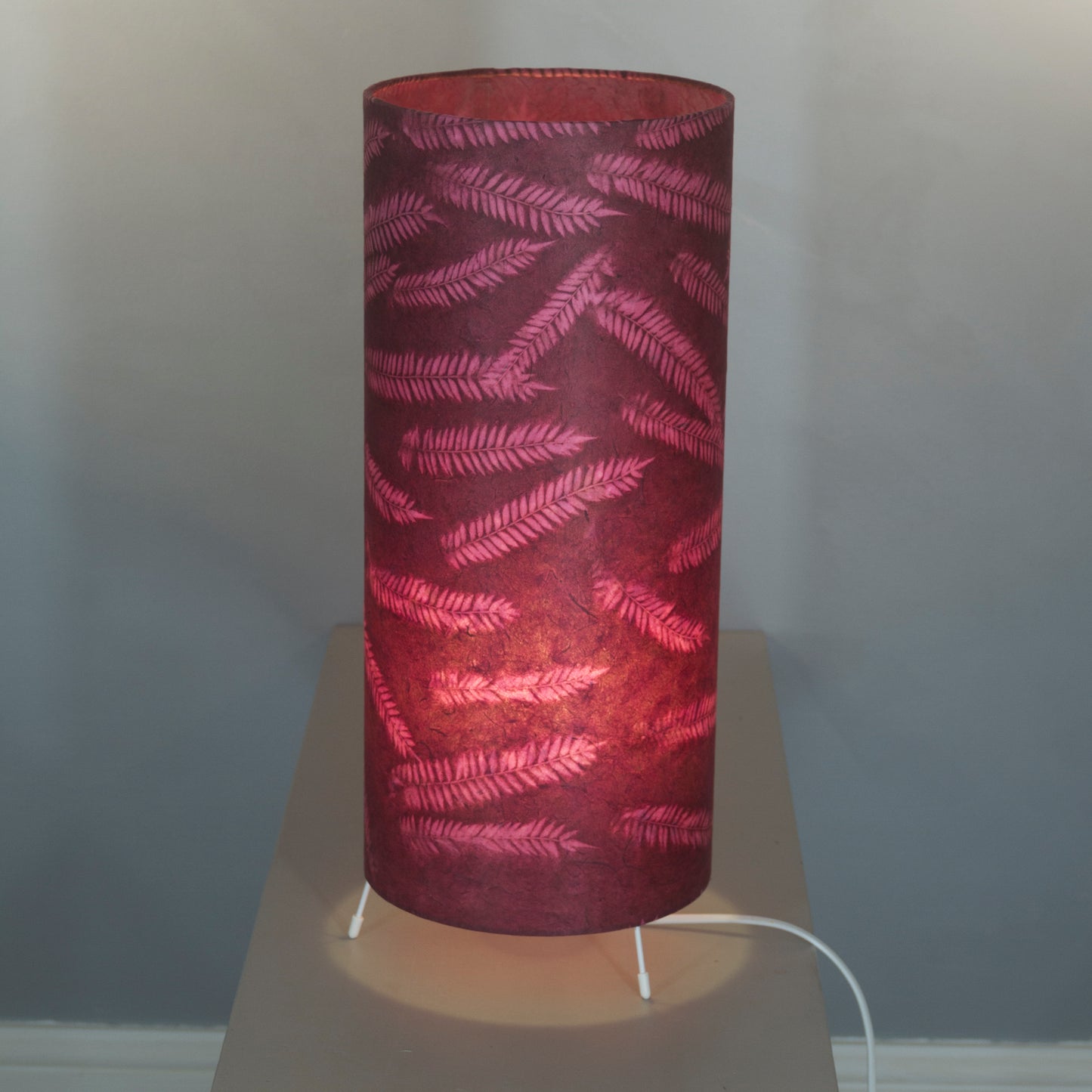 Sapele Tripod Floor Lamp - P25 - Resistance Dyed Pink Fern