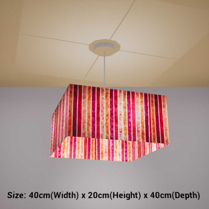 Square Lamp Shade - P04 - Batik Stripes Pink, 40cm(w) x 20cm(h) x 40cm(d) - Imbue Lighting