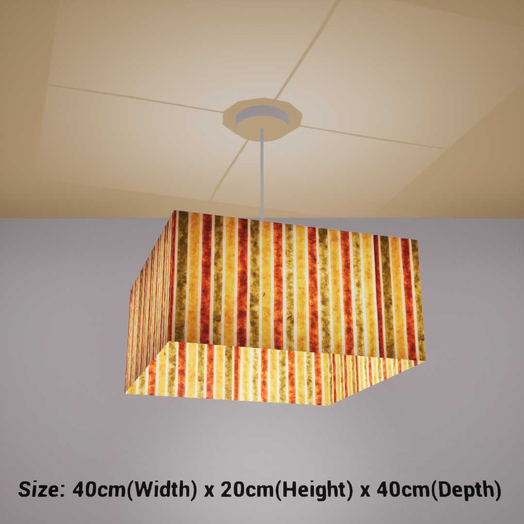 Square Lamp Shade - P06 - Batik Stripes Autumn, 40cm(w) x 20cm(h) x 40cm(d) - Imbue Lighting