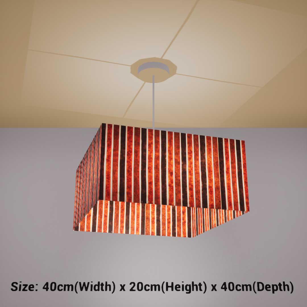 Square Lamp Shade - P07 - Batik Stripes Brown, 40cm(w) x 20cm(h) x 40cm(d) - Imbue Lighting