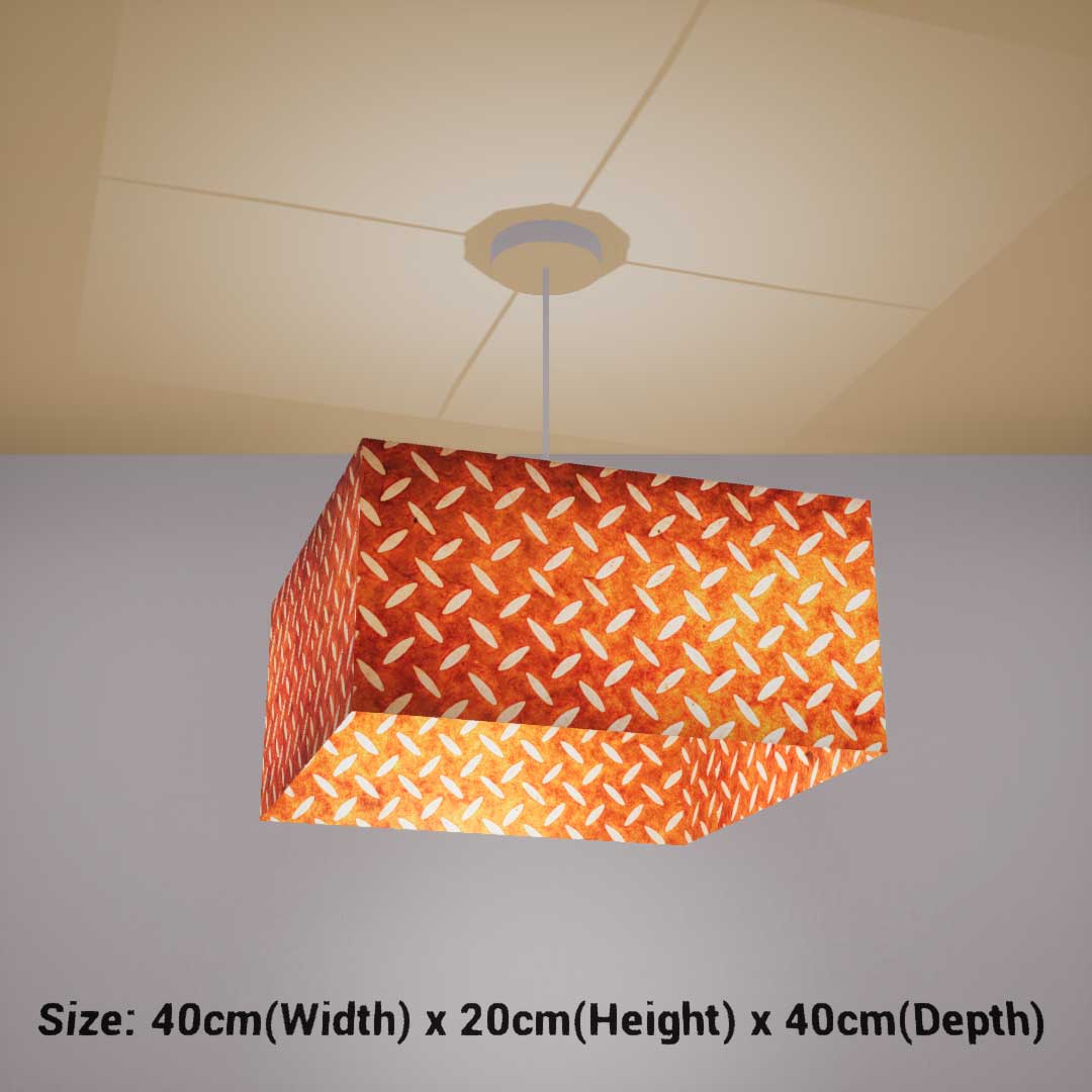 Square Lamp Shade - P12 - Batik Tread Plate Brown, 40cm(w) x 20cm(h) x 40cm(d) - Imbue Lighting