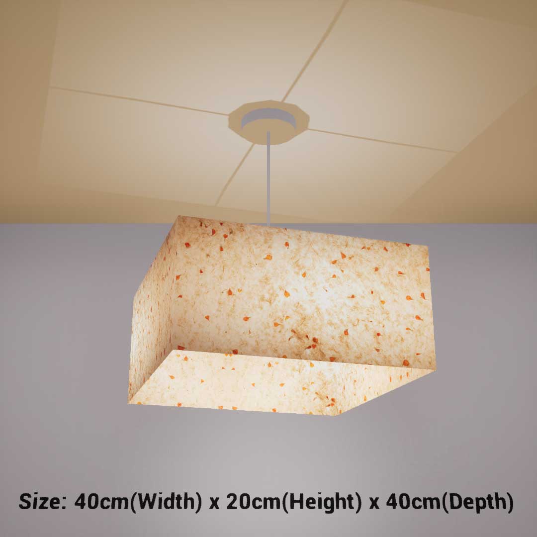 Square Lamp Shade - P32 - Marigold Petals on Natural Lokta, 40cm(w) x 20cm(h) x 40cm(d) - Imbue Lighting