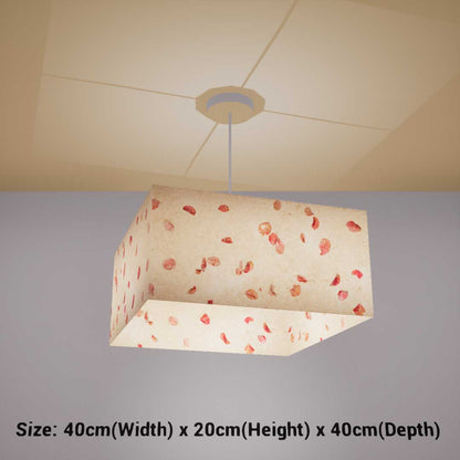 Square Lamp Shade - P33 - Rose Petals on Natural Lokta, 40cm(w) x 20cm(h) x 40cm(d) - Imbue Lighting