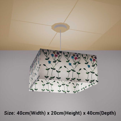 Square Lamp Shade - P43 - Embroidered Flowers on White, 40cm(w) x 20cm(h) x 40cm(d) - Imbue Lighting