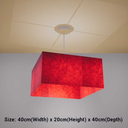 Square Lamp Shade - P60 - Red Lokta, 40cm(w) x 20cm(h) x 40cm(d) - Imbue Lighting