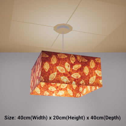 Square Lamp Shade - P66 - Batik Leaf on Camel, 40cm(w) x 20cm(h) x 40cm(d) - Imbue Lighting