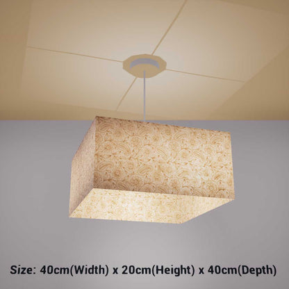 Square Lamp Shade - P69 - Garden Gold on Natural, 40cm(w) x 20cm(h) x 40cm(d) - Imbue Lighting