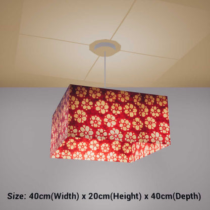 Square Lamp Shade - P76 - Batik Star Flower Red, 40cm(w) x 20cm(h) x 40cm(d) - Imbue Lighting