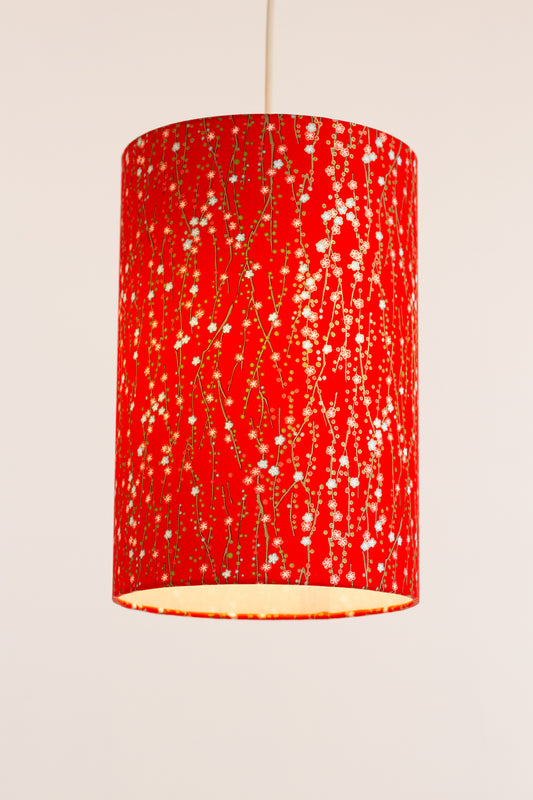 Drum Lamp Shade - W01 ~ Red Daisies, 20cm(d) x 30cm(h)