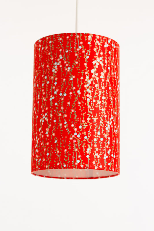 Drum Lamp Shade - W01 ~ Red Daisies, 20cm(d) x 30cm(h)