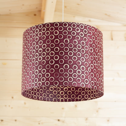 Drum Lamp Shade - P73 - Batik Cranberry Circles, 40cm(d) x 30cm(h)