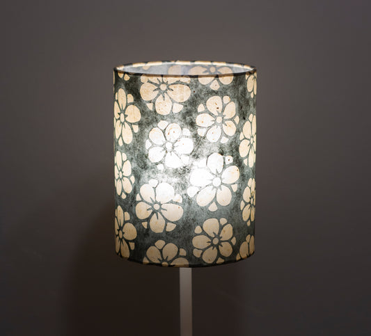 Drum Lamp Shade - P77 ~ Batik Star Flower Grey, 15cm(diameter)