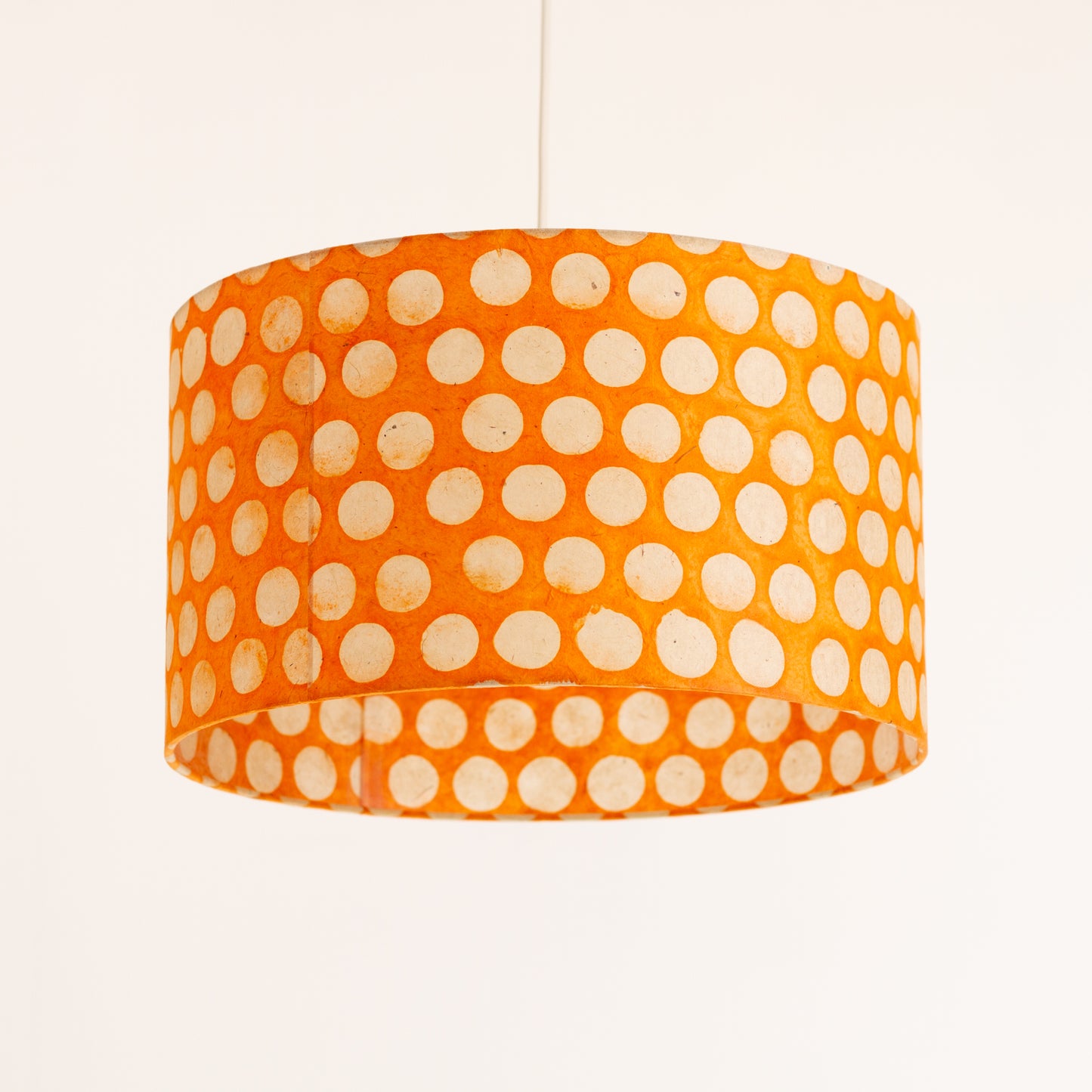 Drum Lamp Shade - B110 ~ Batik Dots on Orange, 35cm(d) x 20cm(h)