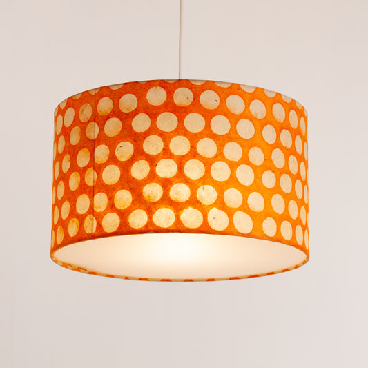 Drum Lamp Shade - B110 ~ Batik Dots on Orange, 35cm(d) x 20cm(h)
