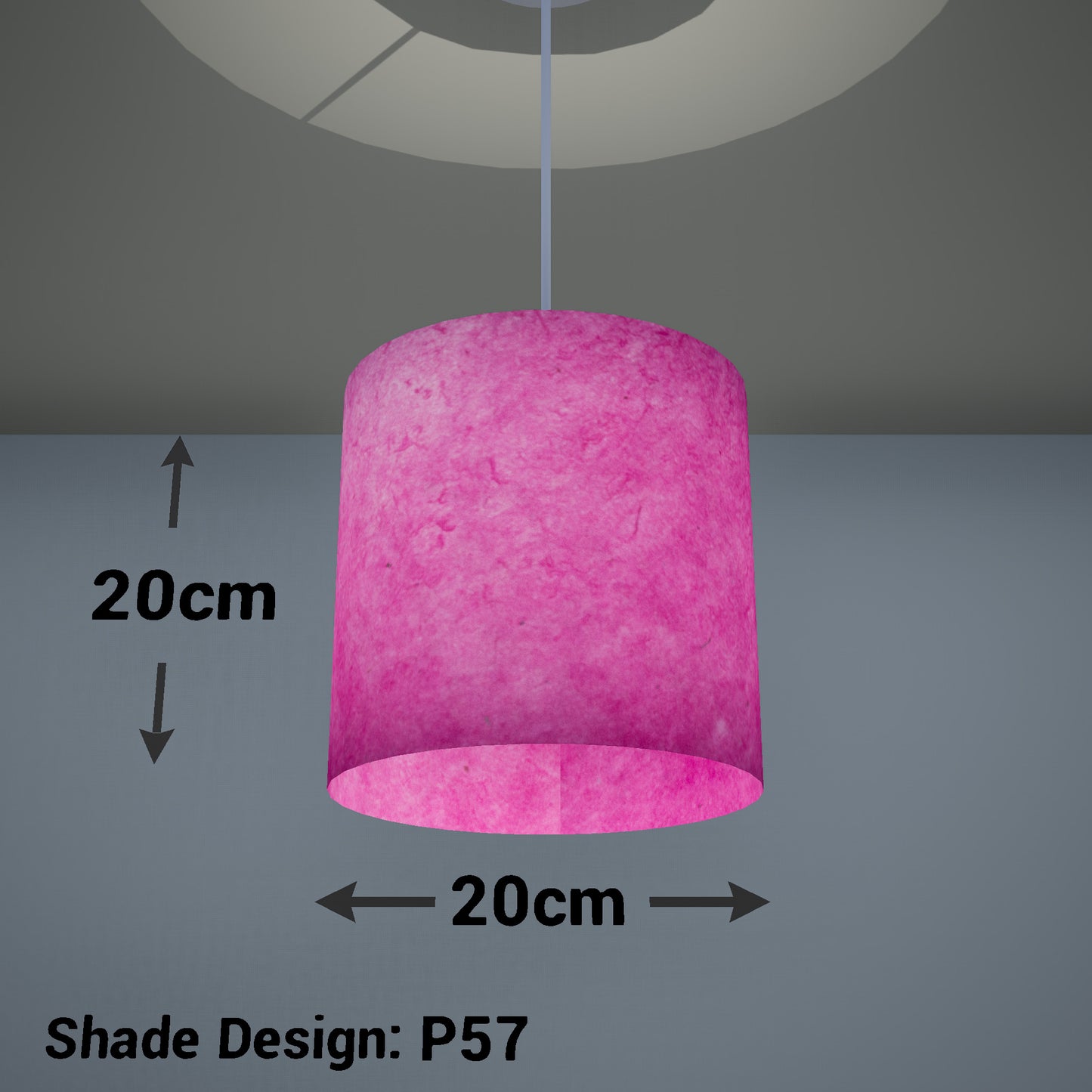 Drum Lamp Shade - P57 - Hot Pink Lokta, 20cm(d) x 20cm(h)