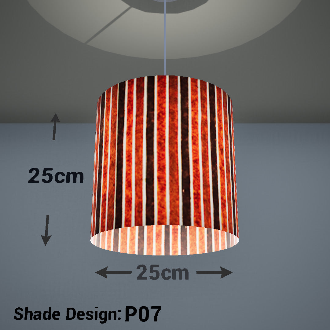Drum Lamp Shade - P07 - Batik Stripes Brown, 25cm x 25cm