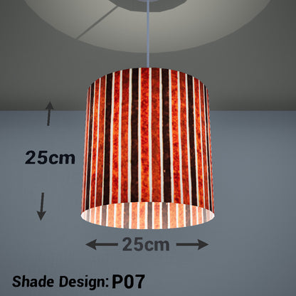 Drum Lamp Shade - P07 - Batik Stripes Brown, 25cm x 25cm
