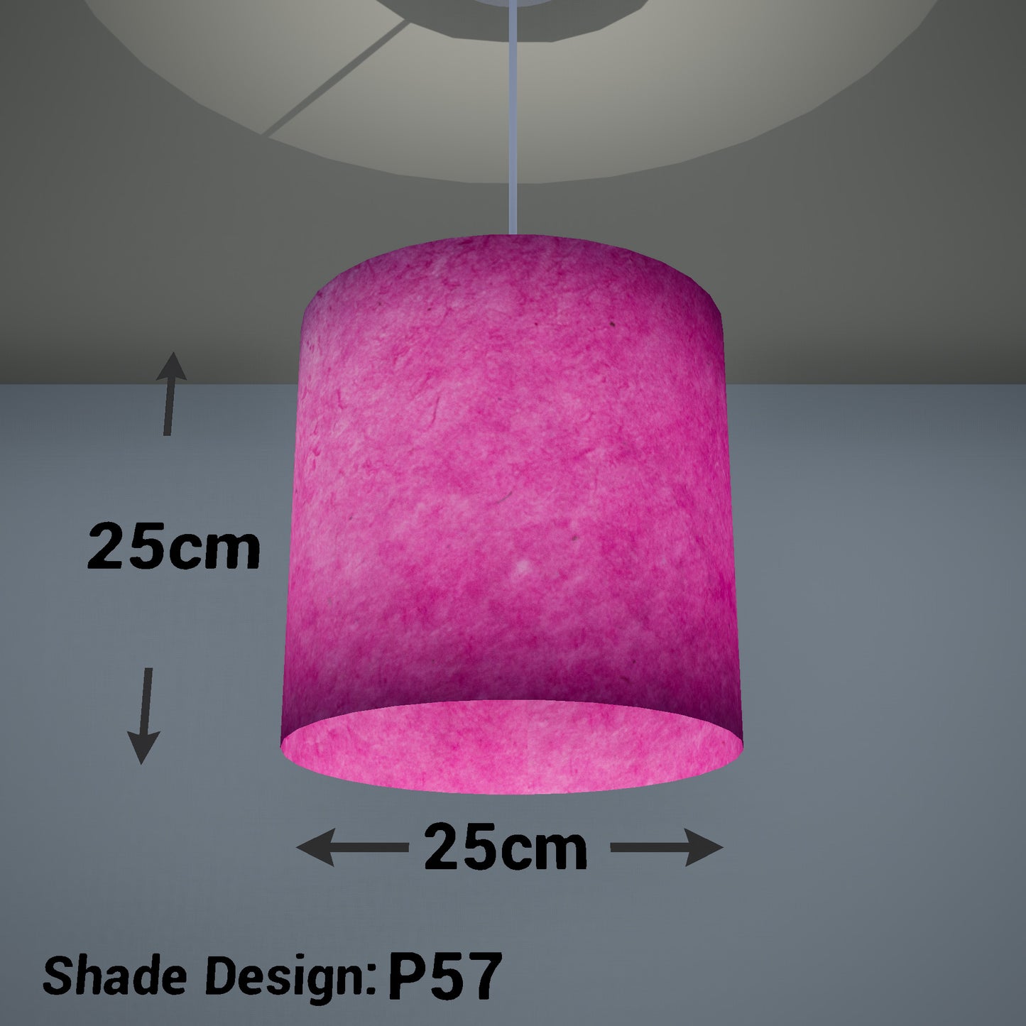Drum Lamp Shade - P57 - Hot Pink Lokta, 25cm x 25cm