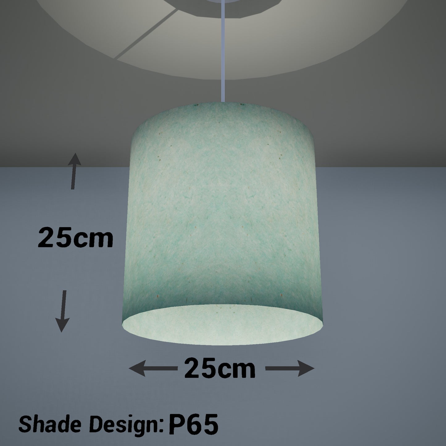 Drum Lamp Shade - P65 - Turquoise Lokta, 25cm x 25cm