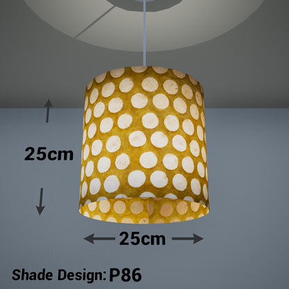Drum Lamp Shade - P86 ~ Batik Dots on Yellow, 25cm x 25cm