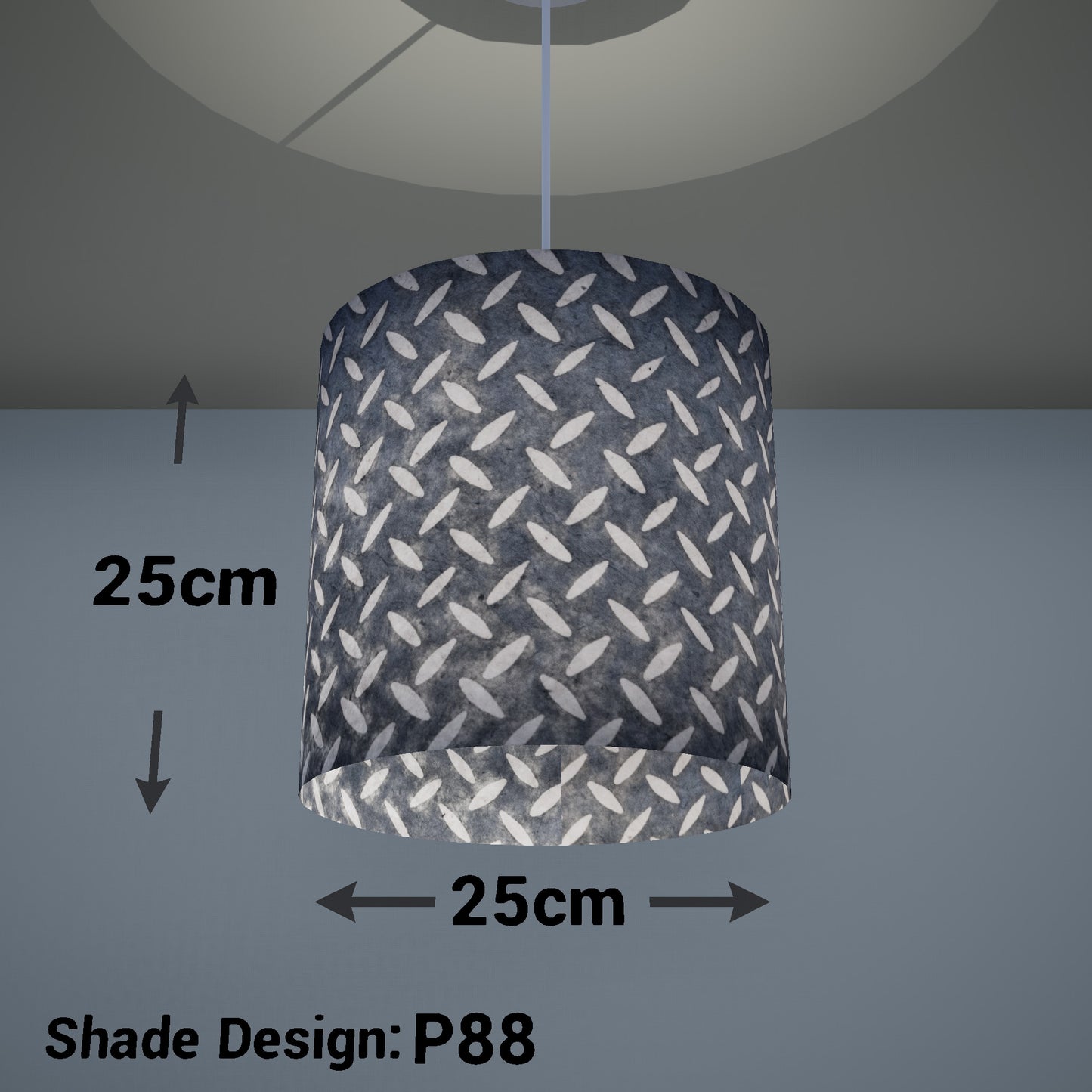 Drum Lamp Shade - P88 ~ Batik Tread Plate Grey, 25cm x 25cm
