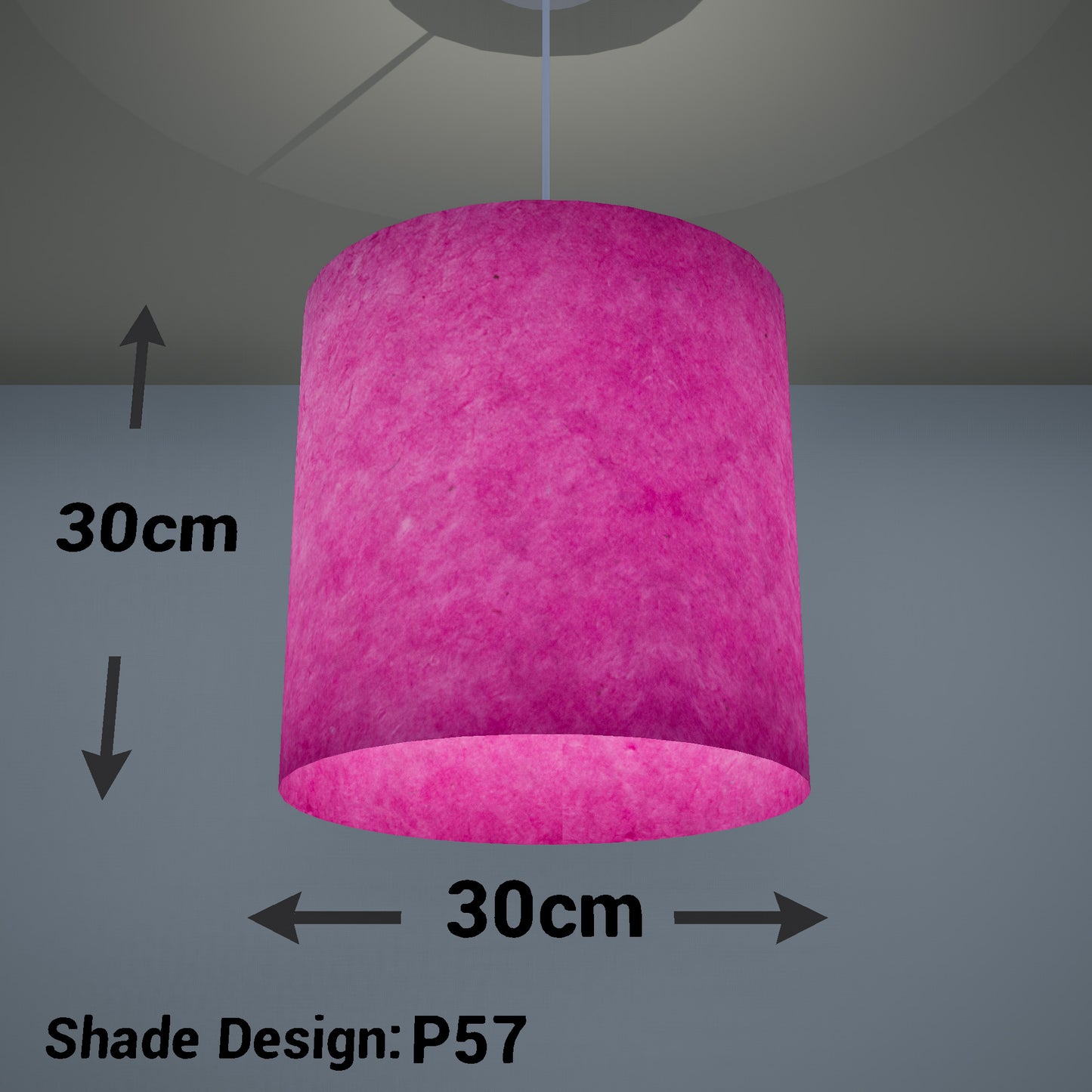 Drum Lamp Shade - P57 - Hot Pink Lokta, 30cm(d) x 30cm(h)