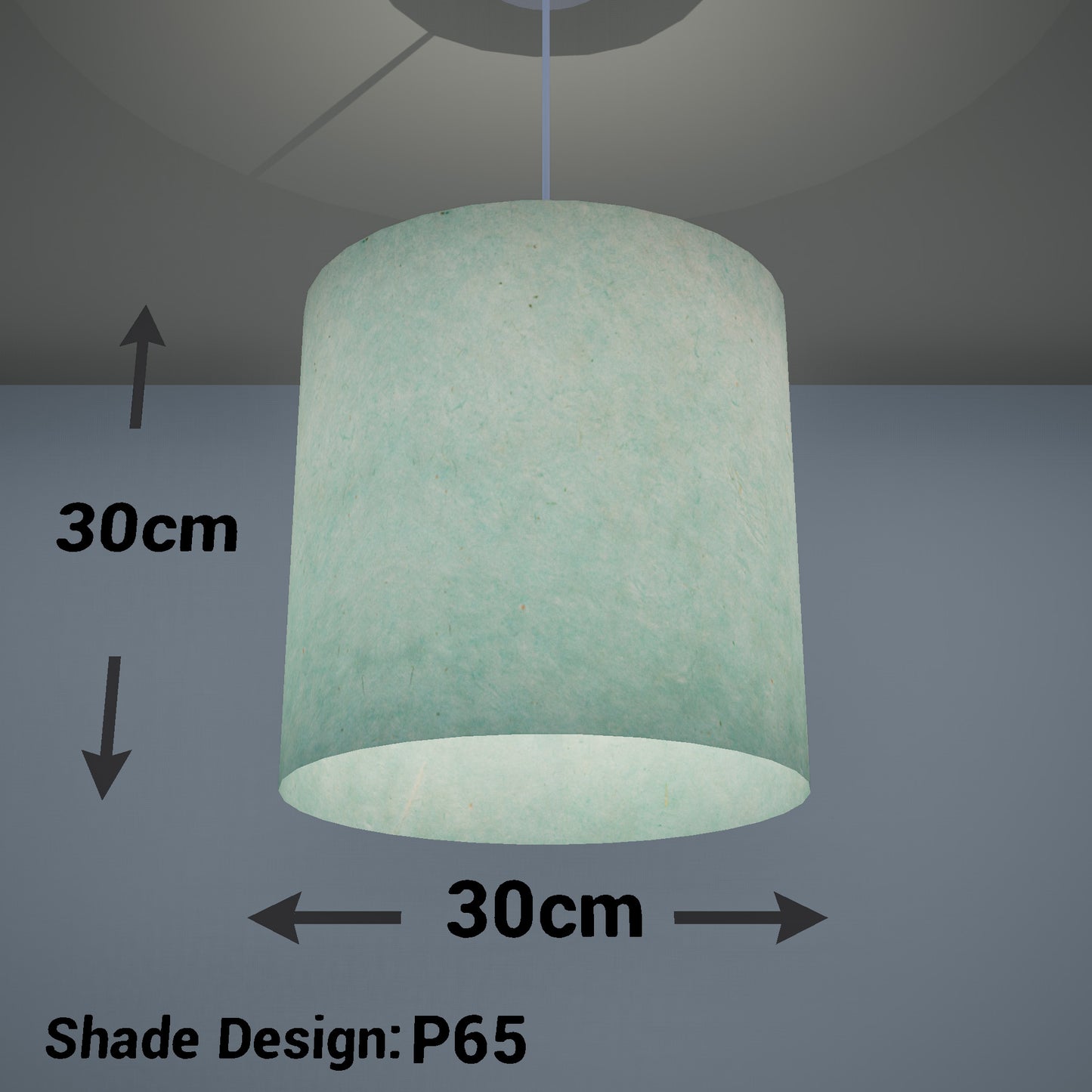 Drum Lamp Shade - P65 - Turquoise Lokta, 30cm(d) x 30cm(h)