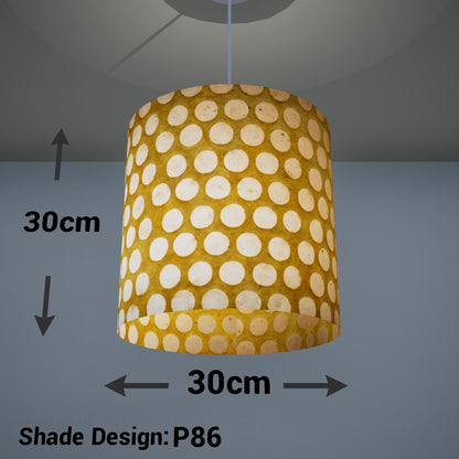 Drum Lamp Shade - P86 ~ Batik Dots on Yellow, 30cm(d) x 30cm(h)