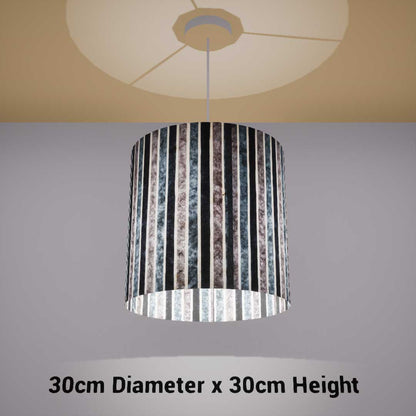 Drum Lamp Shade - P08 - Batik Stripes Grey, 30cm(d) x 30cm(h) - Imbue Lighting