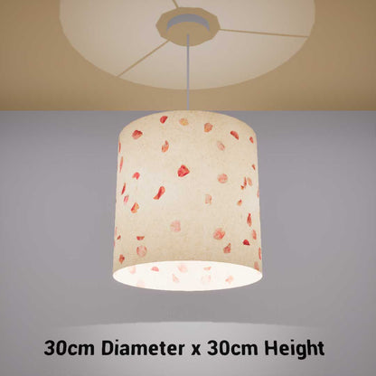 Drum Lamp Shade - P33 - Rose Petals on Natural Lokta, 30cm(d) x 30cm(h) - Imbue Lighting