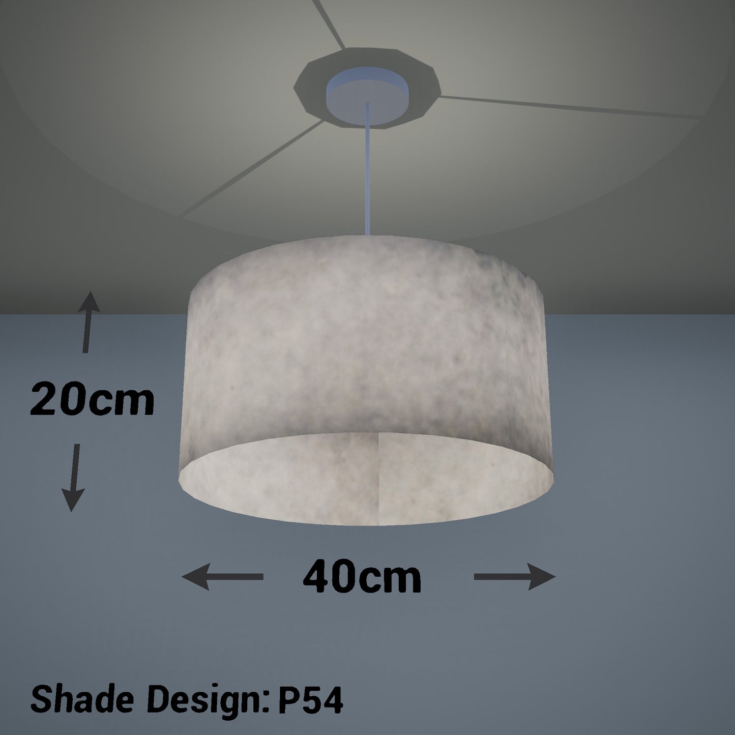 Drum Lamp Shade - P54 - Natural Lokta, 40cm(d) x 20cm(h)