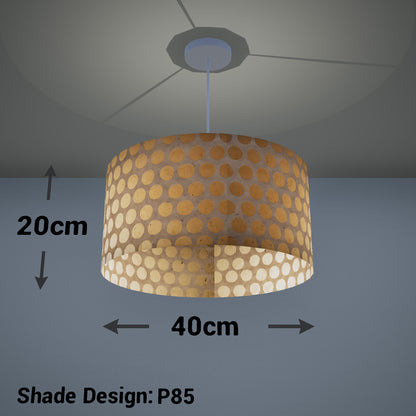 Drum Lamp Shade - P85 ~ Batik Dots on Natural, 40cm(d) x 20cm(h)