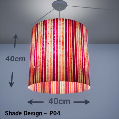 Drum Lamp Shade - P04 - Batik Stripes Pink, 40cm(d) x 40cm(h) - Imbue Lighting