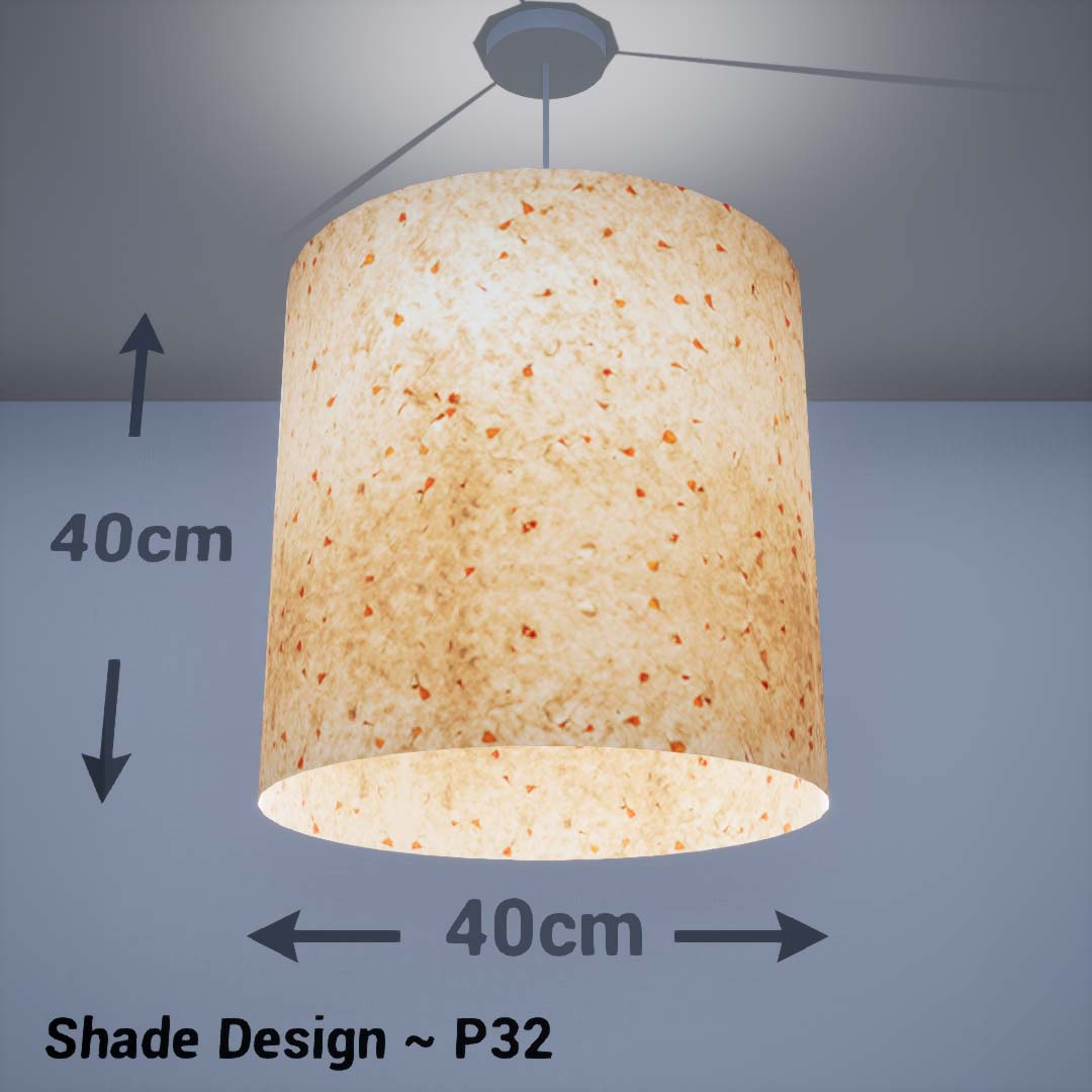 Drum Lamp Shade - P32 - Marigold Petals on Natural Lokta, 40cm(d) x 40cm(h) - Imbue Lighting