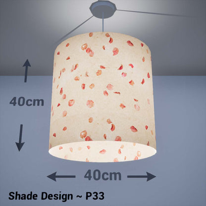 Drum Lamp Shade - P33 - Rose Petals on Natural Lokta, 40cm(d) x 40cm(h) - Imbue Lighting