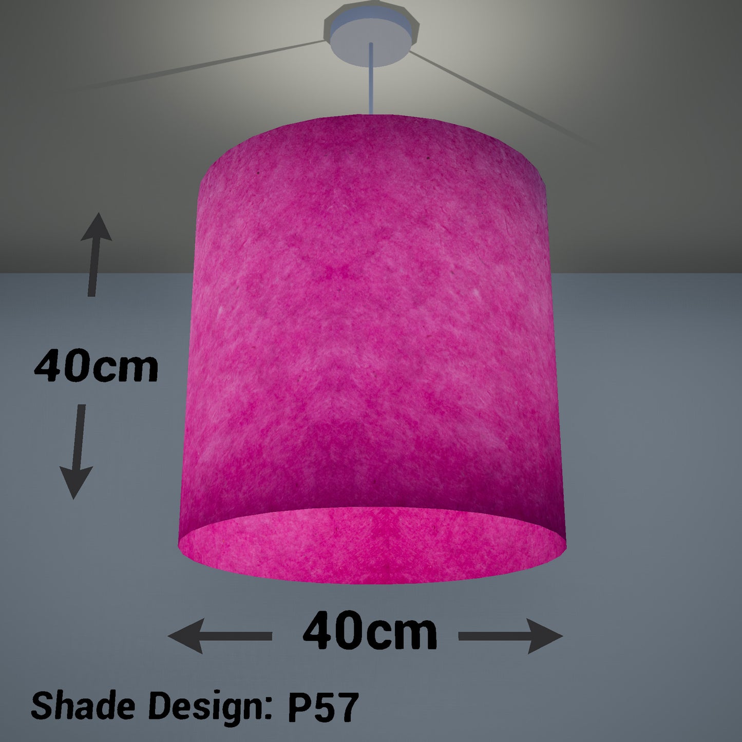 Drum Lamp Shade - P57 - Hot Pink Lokta, 40cm(d) x 40cm(h)