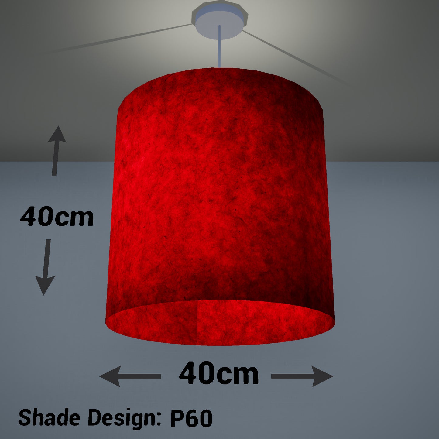 Drum Lamp Shade - P60 - Red Lokta, 40cm(d) x 40cm(h)