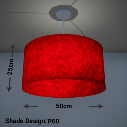 Drum Lamp Shade - P60 - Red Lokta, 50cm(d) x 25cm(h)