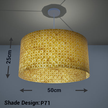 Drum Lamp Shade - P71 - Batik Yellow Circles, 50cm(d) x 25cm(h)