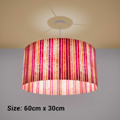 Drum Lamp Shade - P04 - Batik Stripes Pink, 60cm(d) x 30cm(h) - Imbue Lighting