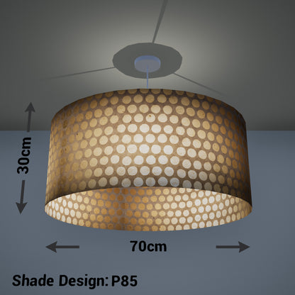 Drum Lamp Shade - P85 ~ Batik Dots on Natural, 70cm(d) x 30cm(h)