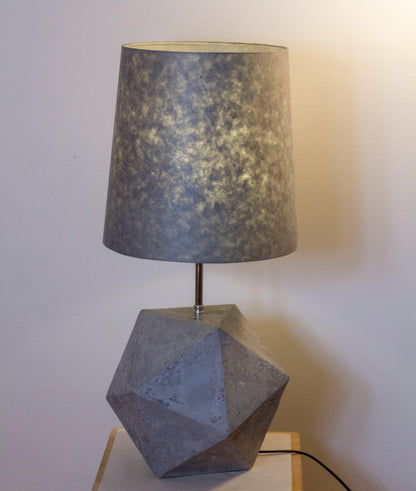 Icosahedron Grey Table Lamp with a Grey French Drum Lamp Shade