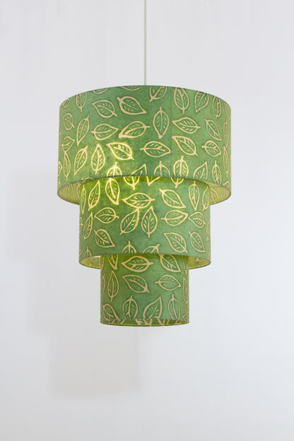 3 Tier Lamp Shade - P29 - Batik Leaf on Green, 40cm x 20cm, 30cm x 17.5cm & 20cm x 15cm