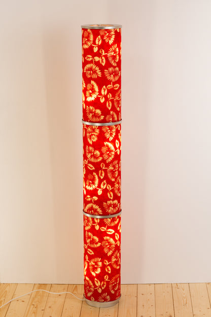 3 Panel Floor Lamp - B118 Batik Peony Red, 20cm(d) x 1.4m(h)