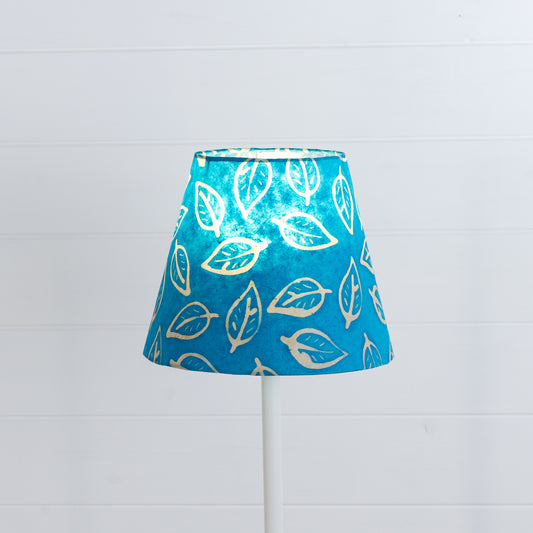 Conical Lamp Shade B125 ~ Batik Leaf Teal, 15cm(top) x 25cm(bottom) x 20cm(height)