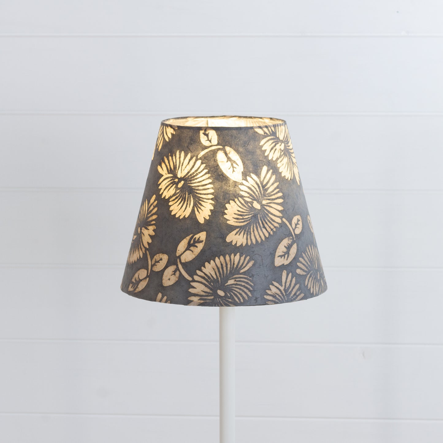 Conical Lamp Shade B119 ~ Batik Peony Grey, 15cm(top) x 25cm(bottom) x 20cm(height)